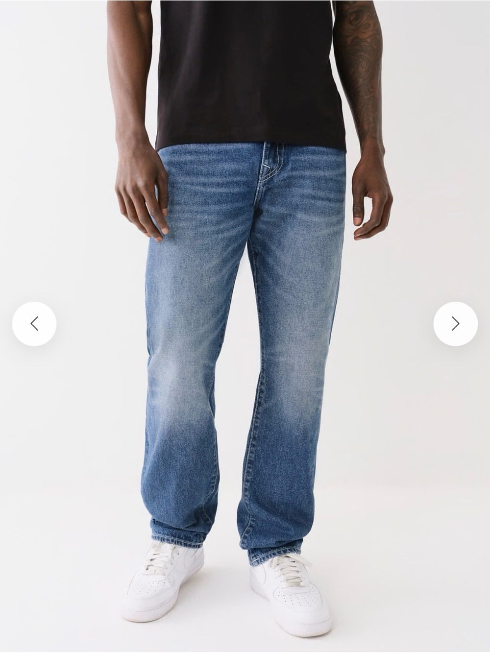 True Religion Men’s Ricky Ladder Stitch Straight Jean Kowloon Medium Wash